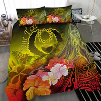 Pohnpei Custom Personalised Bedding Set - Humpback Whale with Tropical Flowers (Yellow) - Polynesian Pride