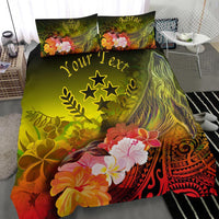 Kosrae Custom Personalised Bedding Set - Humpback Whale with Tropical Flowers (Yellow) - Polynesian Pride