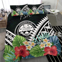 FSM Bedding Set - FSM Coat of Arms & Polynesian Tropical Flowers White - Polynesian Pride