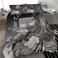 Fiji Custom Personalised Bedding Set - Humpback Whale with Tropical Flowers (White) - Polynesian Pride