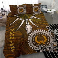 Pohnpei Custom Personalised Bedding Set - Polynesian Boar Tusk Brown - Polynesian Pride