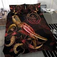 Palau Polynesian Bedding Set - Turtle With Blooming Hibiscus Gold - Polynesian Pride