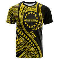 Custom Atiu Cook Islands T Shirt Gold Polynesian Wave Style LT9 Adult Gold - Polynesian Pride