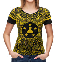 Austral Islands T Shirt Austral Islands Coat of Arms Polynesian Gold Black - Polynesian Pride