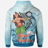 Marshall Islands Hoodie Polynesian Girls With Shark - Polynesian Pride