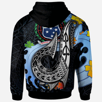 Samoa Custom Zip Hoodie Fish Hooks and Wave - Polynesian Pride