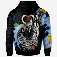 Vanuatu Custom Zip Hoodie Fish Hooks and Wave - Polynesian Pride