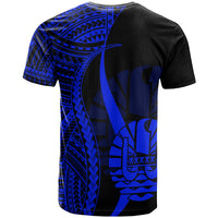 Tahiti Custom T Shirt Blue Micronesian Tentacle Tribal Pattern - Polynesian Pride