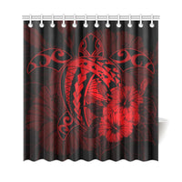 Hawaii Hibiscus Shower Curtain - Harold Turtle - Red - Polynesian Pride