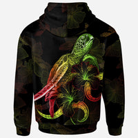 Chuuk Polynesian Hoodie Turtle With Blooming Hibiscus Reggae - Polynesian Pride