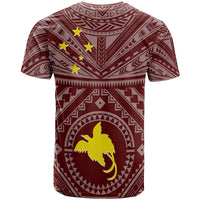 Papua New Guinea T Shirt Flag With Polynesian Patterns (Red) - Polynesian Pride