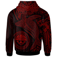 Federated States of Micronesia Zip up Hoodie Humpback Whale & Coat of Arms Red - Polynesian Pride