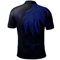 Niue Custom Polo Polynesian Wings (Blue) - Polynesian Pride