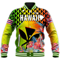 Hawaii Baseball Jacket Hawaiian Tribal Kanaka Maoli Hibiscus LT14 Unisex Reggae - Polynesian Pride