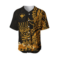 (Custom Personalised) Hawaii Polynesian Baseball Jersey Gold Tiki Masks Hawaiian LT13 - Polynesian Pride