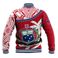 Samoa Baseball Jacket Samoan Coat Of Arms With Coconut Red Style LT14 - Polynesian Pride