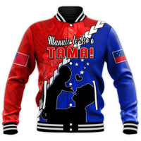 Happy Samoan Fathers Day Baseball Jacket Hibiscus Mix Polynesian Pattern LT14 - Polynesian Pride