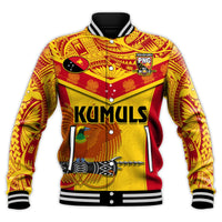 Papua New Guinea Rugby Baseball Jacket PNG Kumuls Bird Of Paradise Yellow LT14 - Polynesian Pride