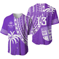 (Custom Text and Number) Fiji Rugby Sevens Baseball Jersey Fijian 7s Tapa Polynesian Purple LT13 Purple - Polynesian Pride