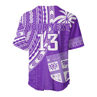 (Custom Text and Number) Fiji Rugby Sevens Baseball Jersey Fijian 7s Tapa Polynesian Purple LT13 - Polynesian Pride