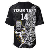 (Custom Text And Number) New Zealand Silver Fern Rugby Baseball Jersey All Black Maori Version Black LT14 - Polynesian Pride
