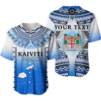 Custom Text And Number Fiji Baseball Jersey Kaiviti Fijian Special Tapa Pattern LT14 Blue - Polynesian Pride