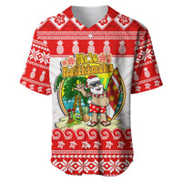 Hawaii Christmas Baseball Jersey Kanaka Polynesian Santa Claus Mele Kalikimaka LT14 Red - Polynesian Pride