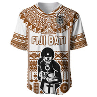 Custom Text And Number Fiji Rugby Baseball Jersey Pacific The Bati Brown Fijian Tapa LT14 - Polynesian Pride
