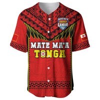 Tonga Rugby Baseball Jersey Mate Maa Tonga Pacific Ngatu Black LT14 Red - Polynesian Pride