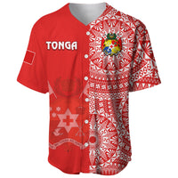 (Custom Text And Number) Tonga Baseball Jersey Tongan Coat Of Arms Ngatu Pattern LT14 - Polynesian Pride