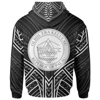 Palau Hoodie Palau Seal Black Tribal Patterns - Polynesian Pride