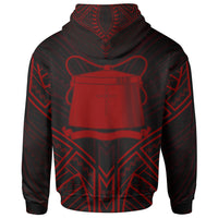 Tokelau Zip Hoodie Tokelau Seal Red Tribal Patterns - Polynesian Pride