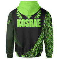 Kosrae State Zip Hoodie Green Polynesian Patterns Sport Style - Polynesian Pride