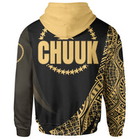 Chuuk State Zip Hoodie Gold Polynesian Patterns Sport Style - Polynesian Pride
