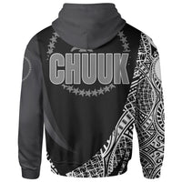 Chuuk State Zip Hoodie White Polynesian Patterns Sport Style - Polynesian Pride