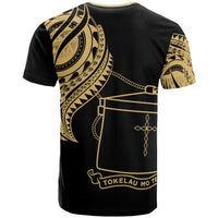 Tokelau T Shirt Tokelauan Tatau Gold Patterns With Coat of Arms - Polynesian Pride