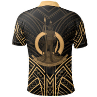 Vanuatu Polo Shirt Vanuatuan Seal Gold Tribal Patterns - Polynesian Pride