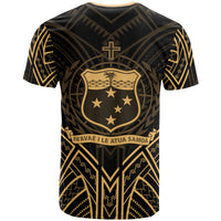 Samoa T Shirt Samoan Seal Tribal Gold Color Patterns - Polynesian Pride