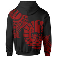 Tahiti Custom Hoodie Tahiti Tatau Red Patterns - Polynesian Pride
