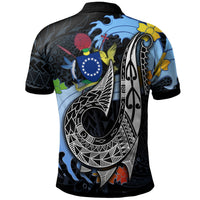 Cook Islands Custom Polo Shirt Fish Hooks and Wave - Polynesian Pride
