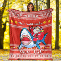 (Custom Personalised) Hawaii Christmas Premium Blanket Santa Shark Mele Kalikimaka Tribal LT14 - Polynesian Pride