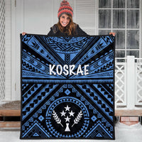 Kosrae Premium Quilt - Kosrae Flag In Polynesian Tattoo Style (Blue) - Polynesian Pride