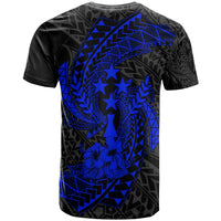 Kosrae Micronesian Custom T Shirt Blue Spiral Pattern Hibiscus - Polynesian Pride