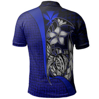 Polynesian Hawaii Polo Shirt Kanaka Maoli Blue Turtle with Hook - Polynesian Pride