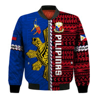Philippines Bomber Jacket Pilipinas Sun Mix Polynesian Pattern LT14 - Polynesian Pride