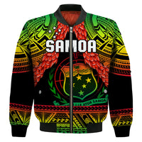 Samoa Rugby Bomber Jacket Teuila Torch Ginger Gradient Style LT14 Unisex Black - Polynesian Pride