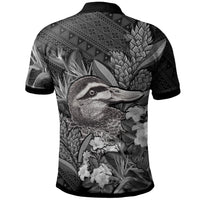 Tonga Polo Shirt Pacific Black Duck With Tropical Flowers - Polynesian Pride