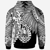 Tahiti Polynesian Custom Hoodie Tribal Wave Tattoo White - Polynesian Pride