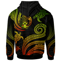 Solomon Islands Zip Hoodie Polynesian Turtle With Pattern Reggae - Polynesian Pride