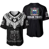 (Custom Personalised) Samoa Tribal Tattoo Coat Of Arms Baseball Jersey No.4 LT6 Black - Polynesian Pride